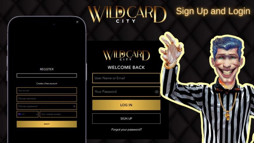 Pussy888 login steps shown beside a mobile sign-in screen with username and password fields