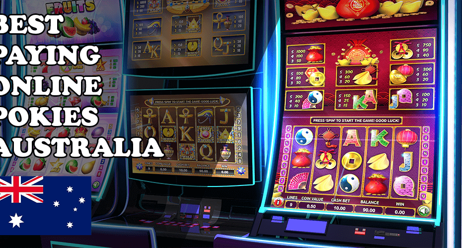 Bright red slot machine reels showing BAR and star symbols at an online pokie spins casino