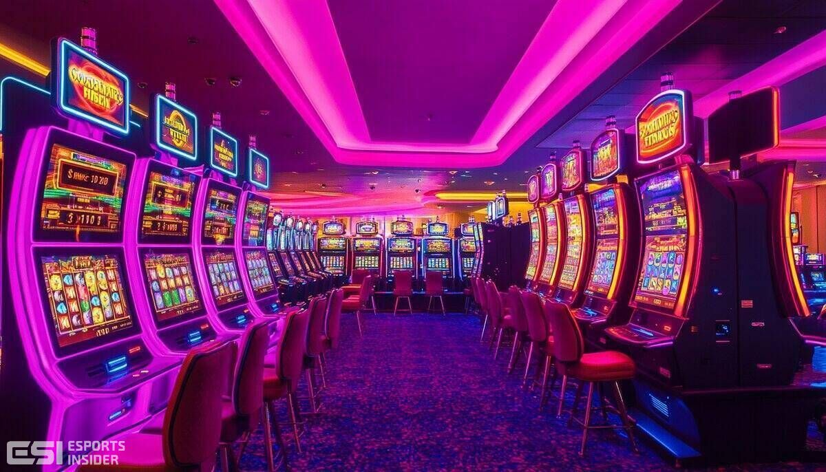Close-up of slot machine reels showing classic pokie symbols representing crown casino online pokies real money