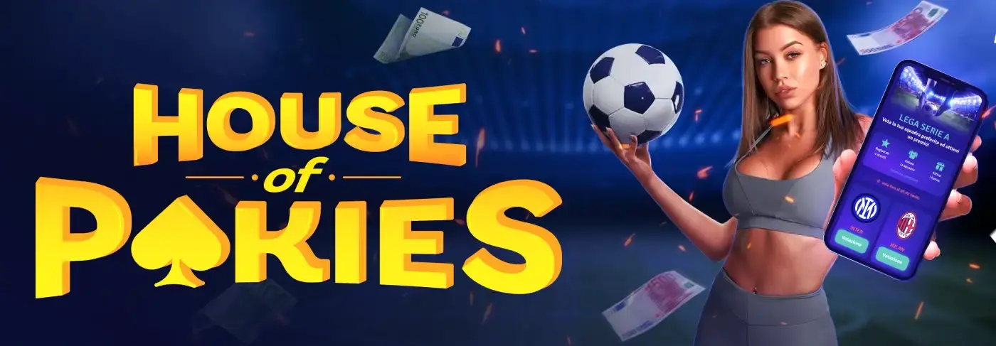 Smartphone displaying House of Pokies mobile login screen with email and password fields and yellow LOG IN button