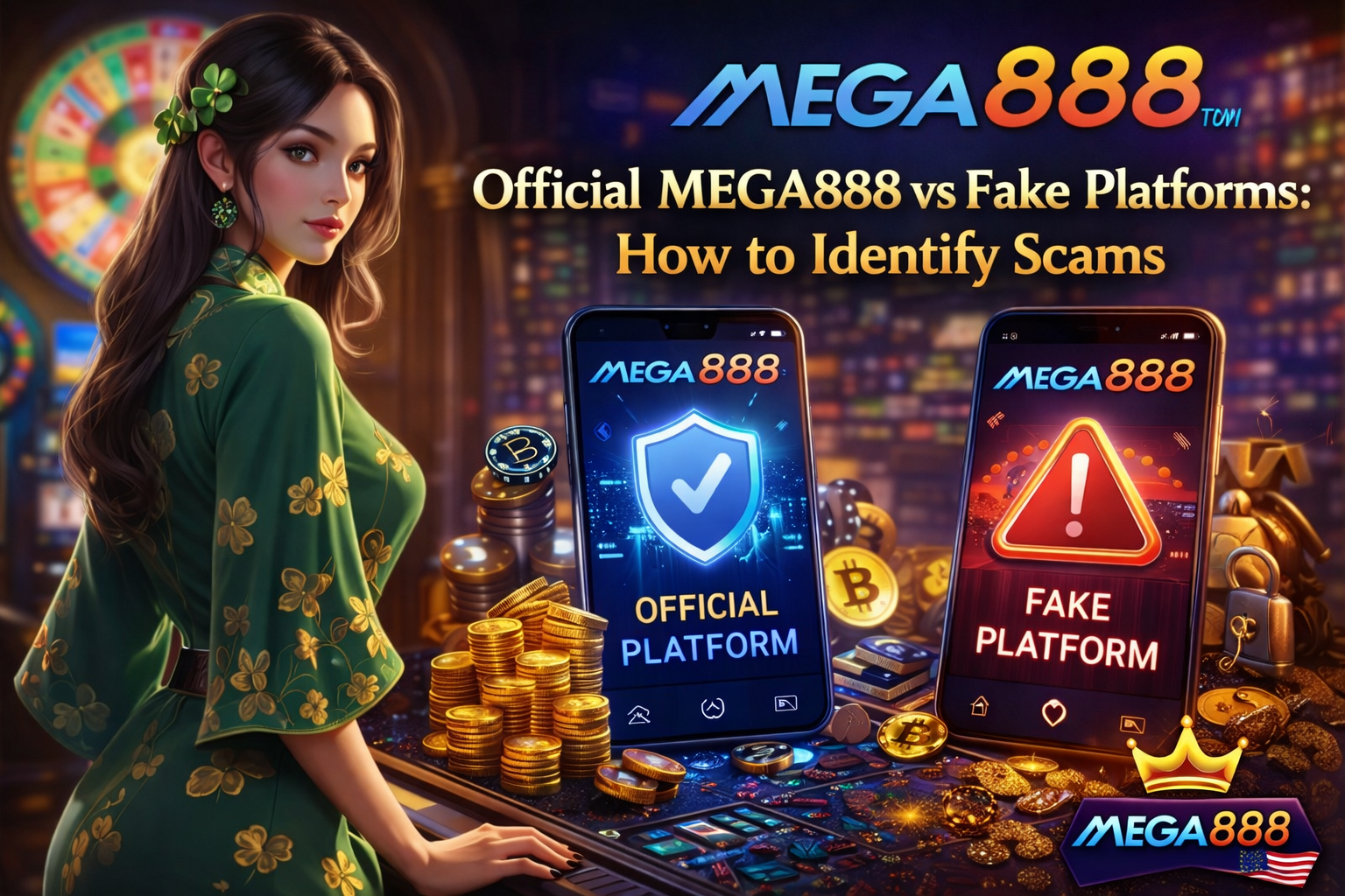 Six-point safety checklist for verifying a casino domain, with a padlock illustration